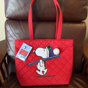 Vera Bradley Peanuts Ski Slope Jump Snoopy Red Purse